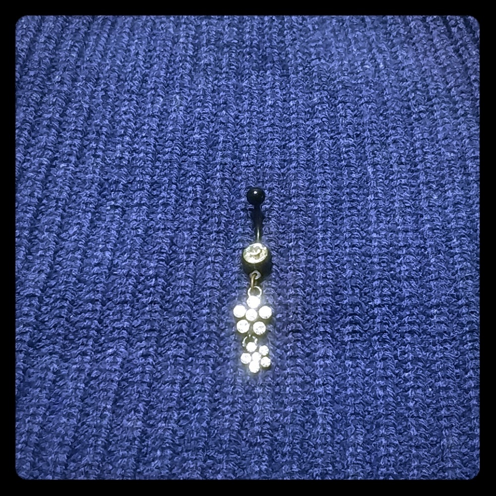 Black Rubber Dangle Belly Button Ring - image 1